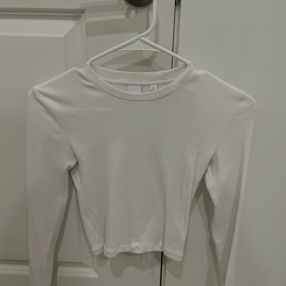TNA Ribbed Cream Long Sleeve Top